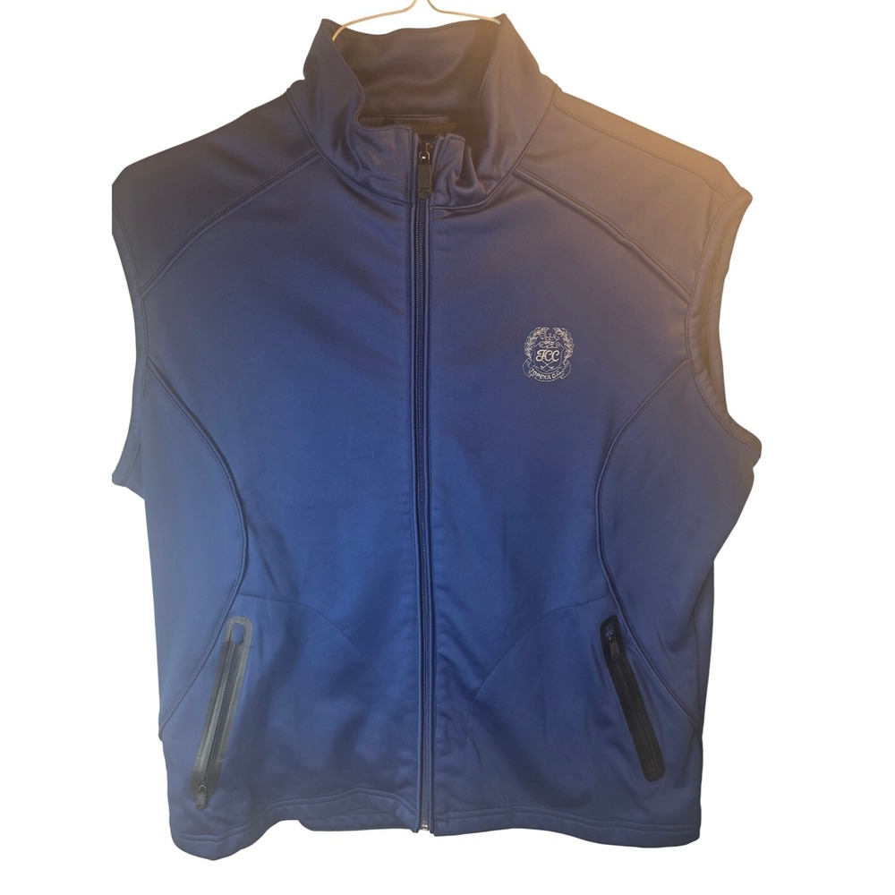 Glen Echo Golf Mens XL Navy Blue Full Zip Vest Topeka Country Club TCC Dry Gear